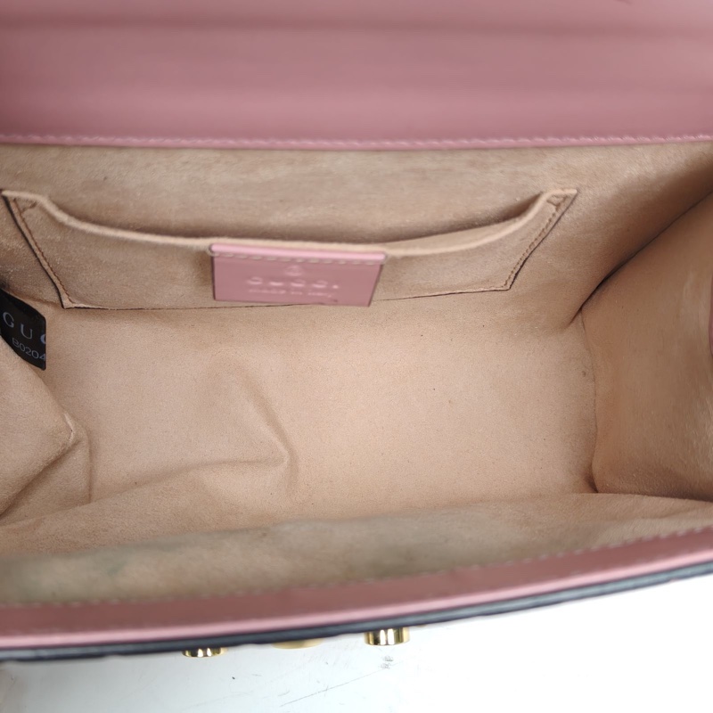 GUCCI Padlock鎖頭包盒子包小號GG壓紋粉色牛皮肩背包-5