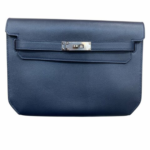 HERMES KELLY DEPECHES 25 手拿包 Epsom皮革 海軍藍 銀色金具