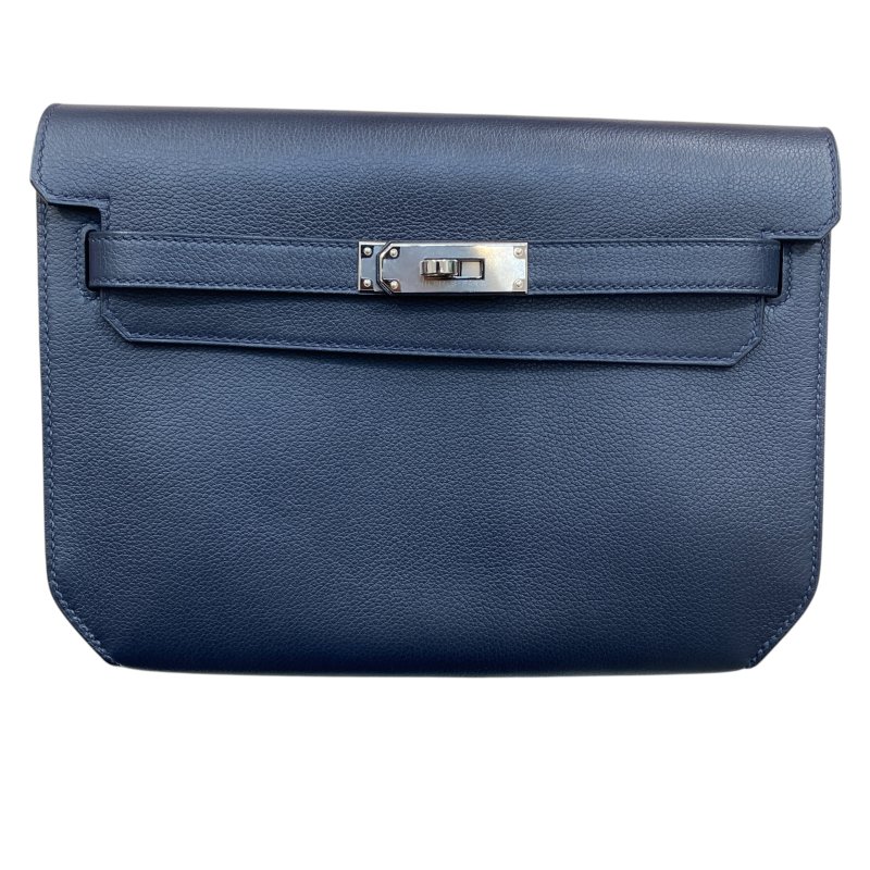 HERMES KELLY DEPECHES 25 手拿包 Epsom皮革 海軍藍 銀色金具-0
