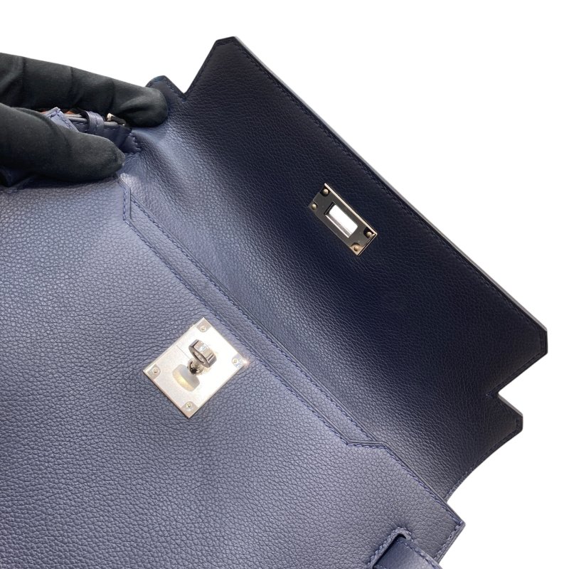 HERMES KELLY DEPECHES 25 手拿包 Epsom皮革 海軍藍 銀色金具-20