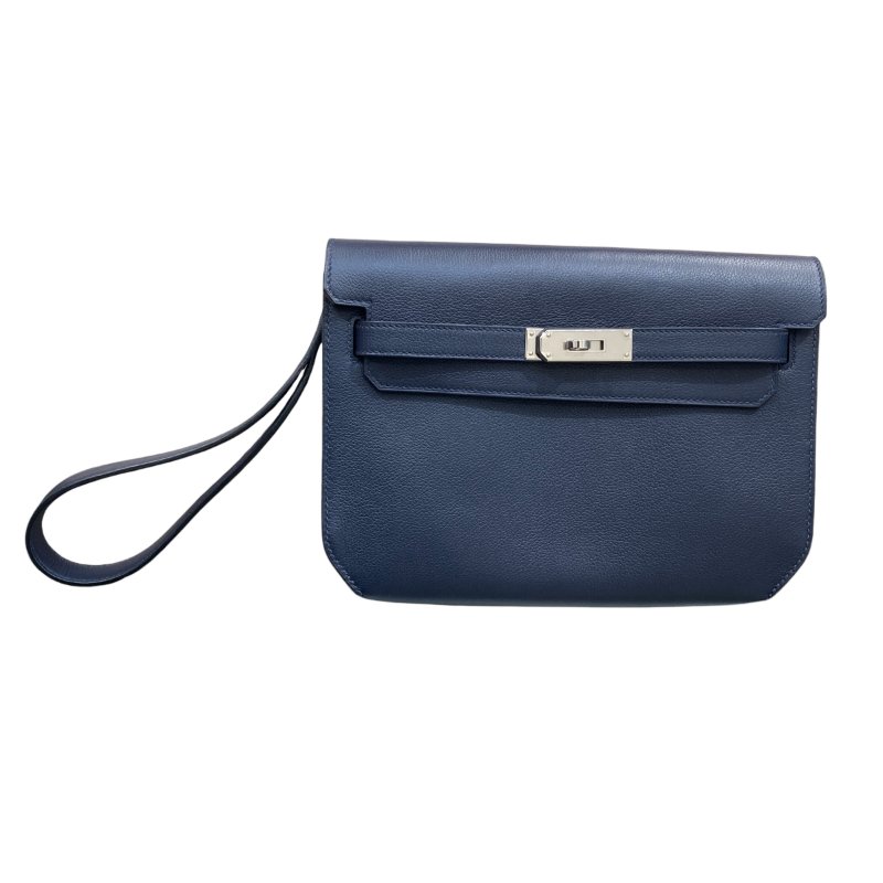 HERMES KELLY DEPECHES 25 手拿包 Epsom皮革 海軍藍 銀色金具-21