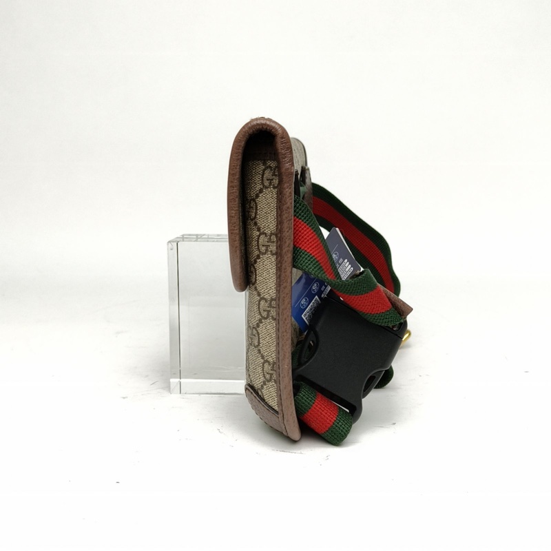 GUCCI NeoVintage虎頭腰包24烏木色PVC金扣肩背包-1