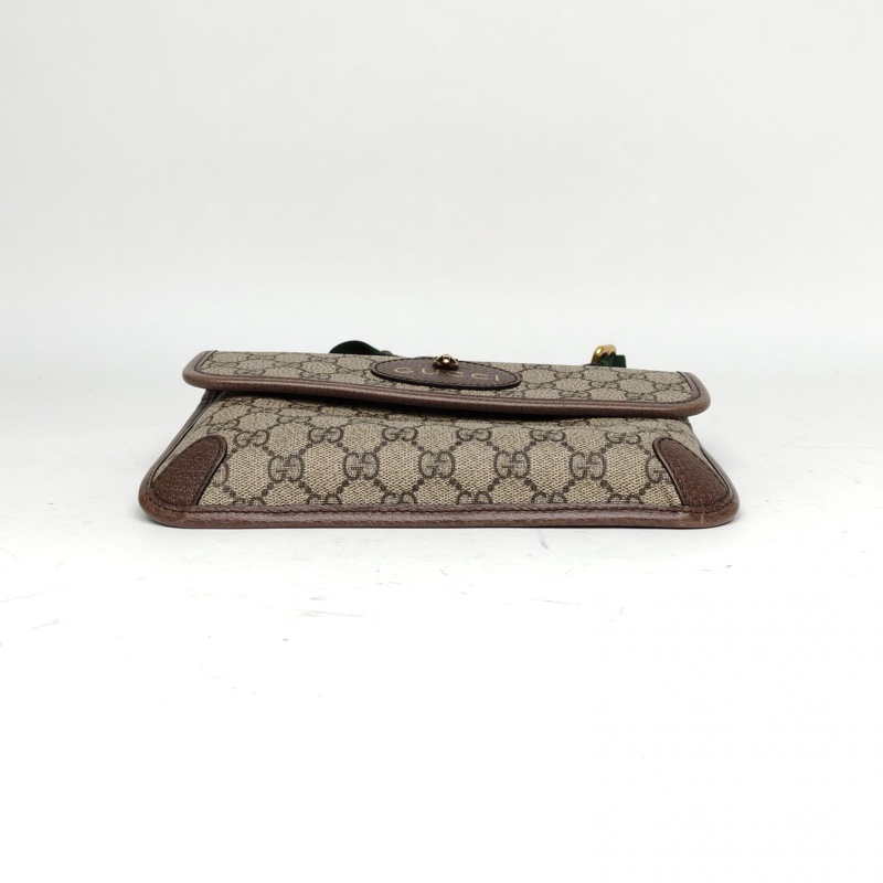 GUCCI NeoVintage虎頭腰包24烏木色PVC金扣肩背包-3