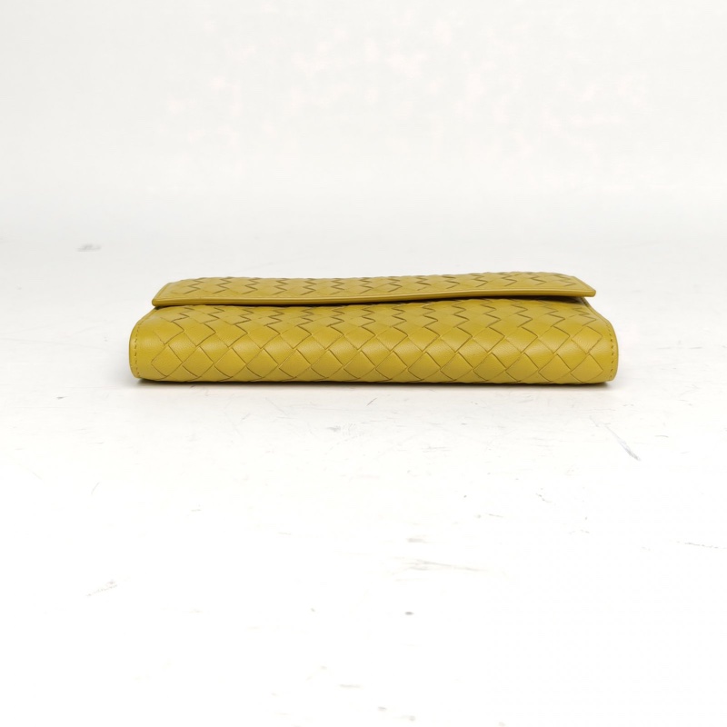 BOTTEGA VENETA 黃色羊皮編織長款錢包-3