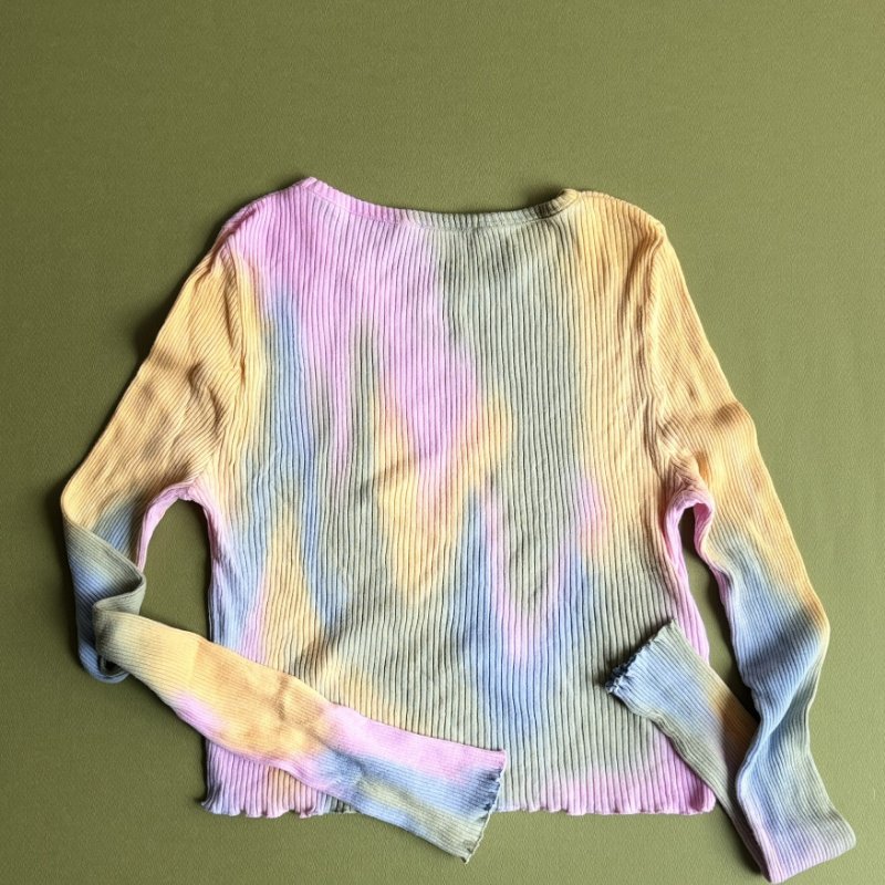 ::MIUMIU:: 春夏粉彩綠坑條合身上衣 Logo Print Top in Tie Dye Ribbed Knit Jersey-2