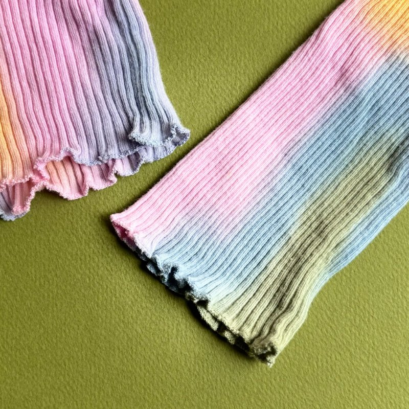 ::MIUMIU:: 春夏粉彩綠坑條合身上衣 Logo Print Top in Tie Dye Ribbed Knit Jersey-3