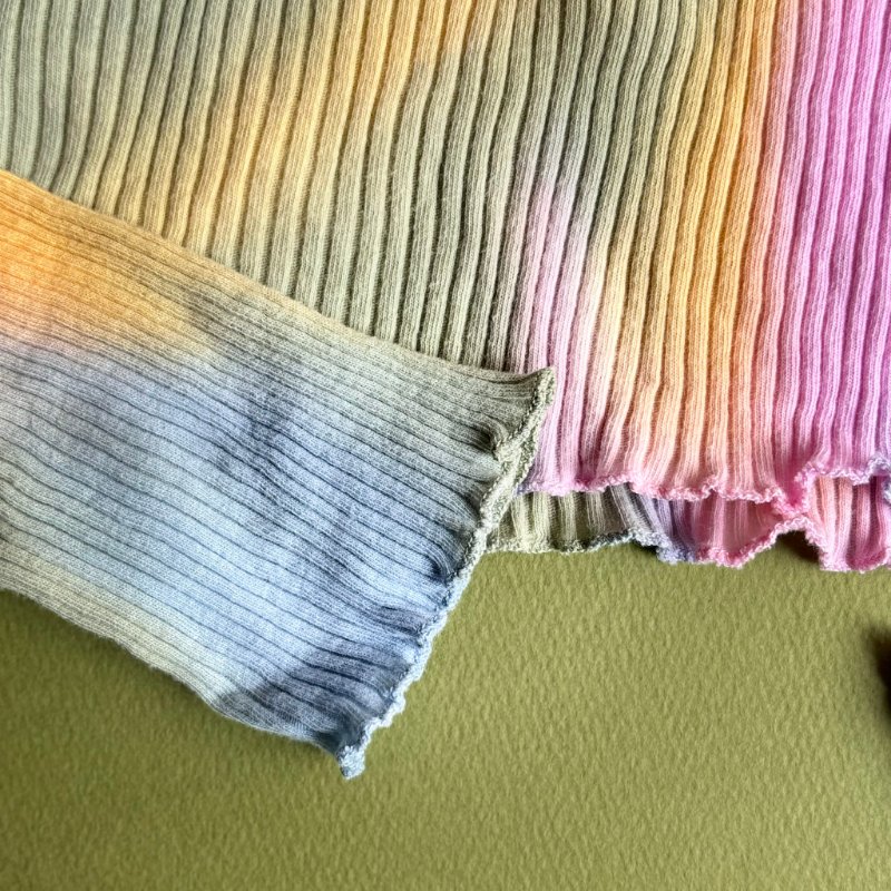 ::MIUMIU:: 春夏粉彩綠坑條合身上衣 Logo Print Top in Tie Dye Ribbed Knit Jersey-4