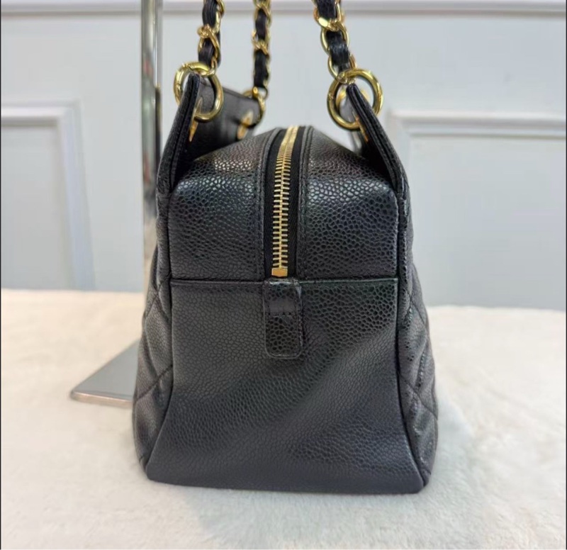 Chanel/香奈兒 黑金荔枝紋牛皮PPT托特包 經典菱格紋 大logo通勤百搭 大容量購物袋 女款-2