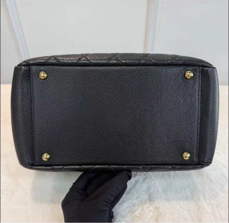 Chanel/香奈兒 黑金荔枝紋牛皮PPT托特包 經典菱格紋 大logo通勤百搭 大容量購物袋 女款-3