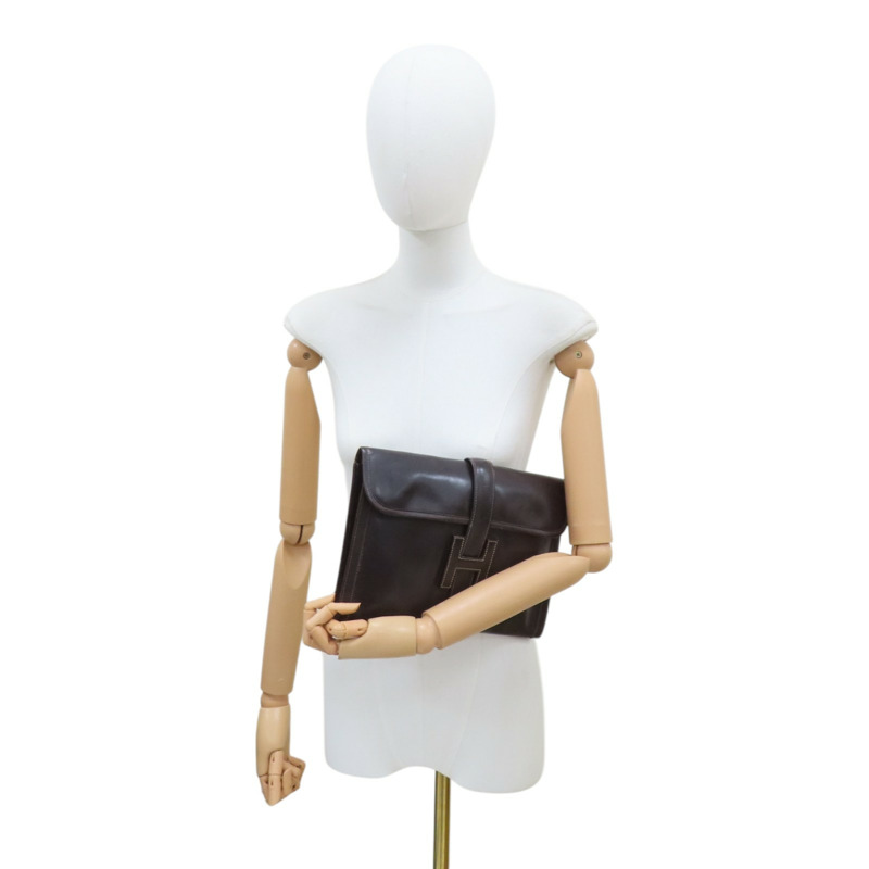 棕色 BOX牛皮 Jige PM 手拿包 OF刻【HERMES 愛馬仕】-7