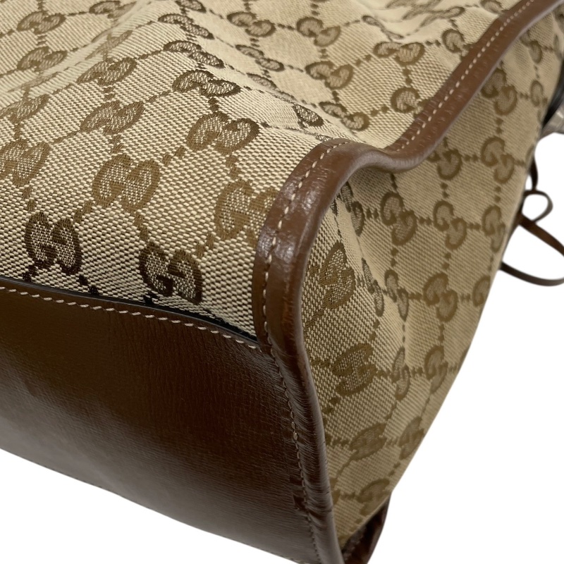 GUCCI×BALENCIAGA 古馳×巴黎世家 The Hacker Project 681695 THE CITY 機車包 GG帆布老花 棕色 銀釦-9