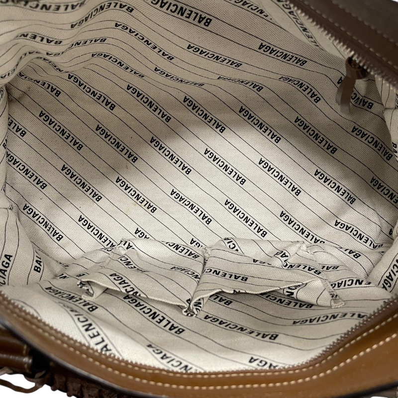 GUCCI×BALENCIAGA 古馳×巴黎世家 The Hacker Project 681695 THE CITY 機車包 GG帆布老花 棕色 銀釦-12