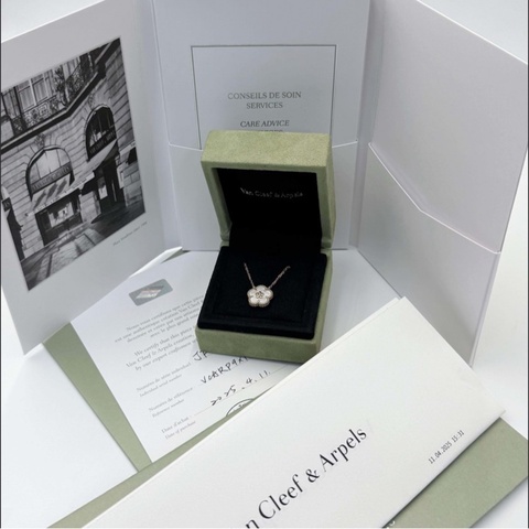 VCA梵克雅寶 項鍊 Lucky Spring系列 18k玫瑰金 珍珠白貝母白梅花項鍊 經典熱門首飾 25年4月卡全套