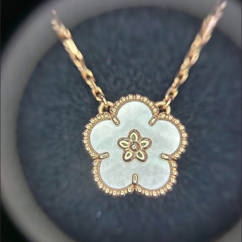 VCA梵克雅寶 項鍊 Lucky Spring系列 18k玫瑰金 珍珠白貝母白梅花項鍊 經典熱門首飾 25年4月卡全套-4