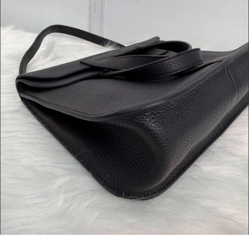 Hermes/愛馬仕 halzan31 哈喇子斜挎包 黑銀Togo皮 手提單肩包 經典低調 百搭通勤包包 A刻-2