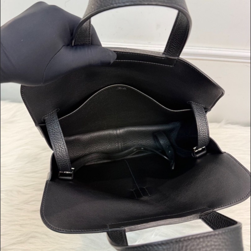 Hermes/愛馬仕 halzan31 哈喇子斜挎包 黑銀Togo皮 手提單肩包 經典低調 百搭通勤包包 A刻-4