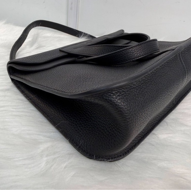 Hermes/愛馬仕 halzan31 哈喇子斜挎包 黑銀Togo皮 手提單肩包 經典低調 百搭通勤包包 A刻-5