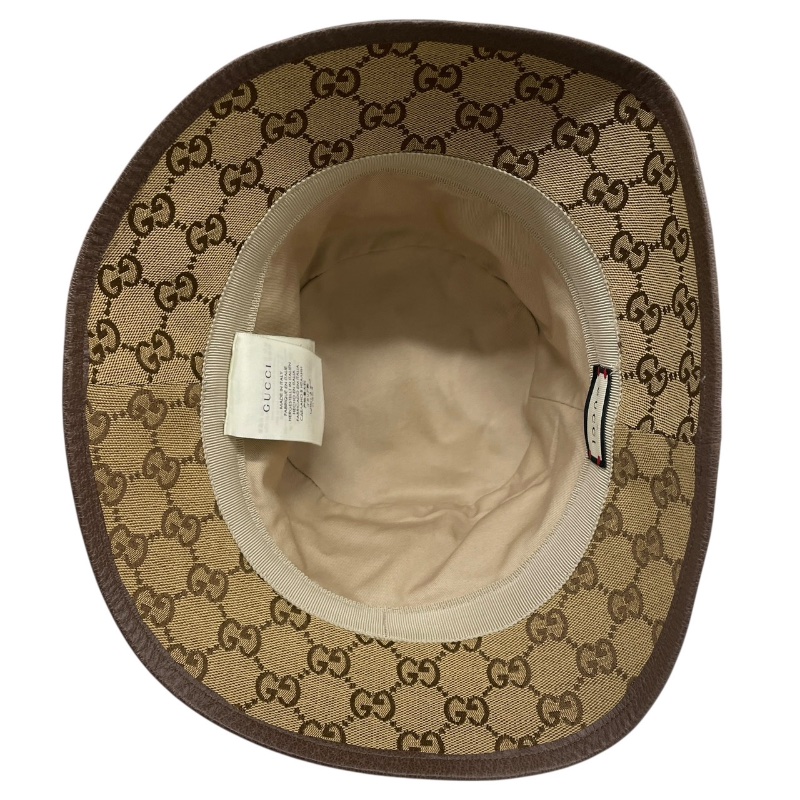 GUCCI 古馳 576587 漁夫帽 GG帆布老花 棕色 金釦 M號-4