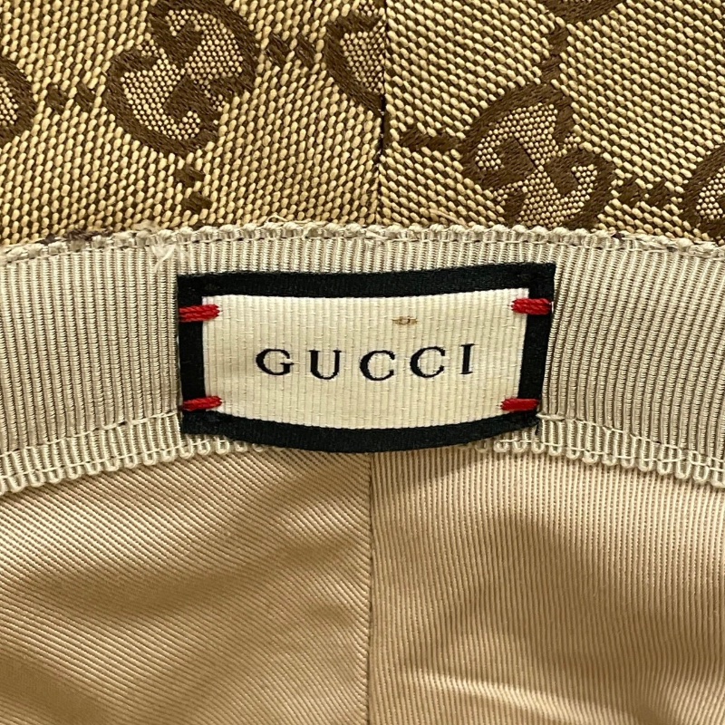 GUCCI 古馳 576587 漁夫帽 GG帆布老花 棕色 金釦 M號-5