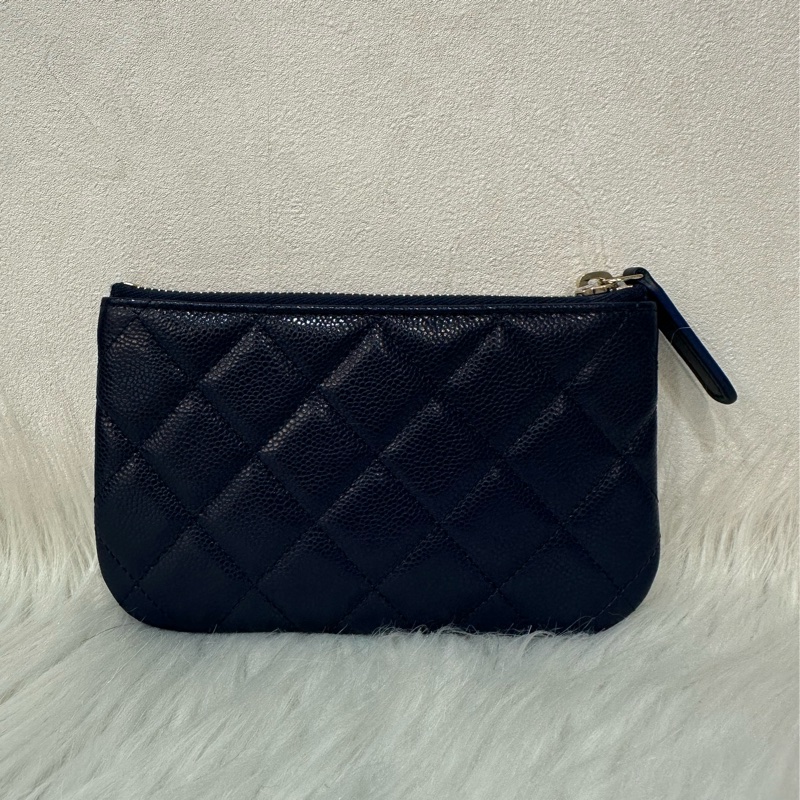 Chanel Ap4020 閃電藍荔枝皮淡金釦一字拉鏈零錢包 卡包-2