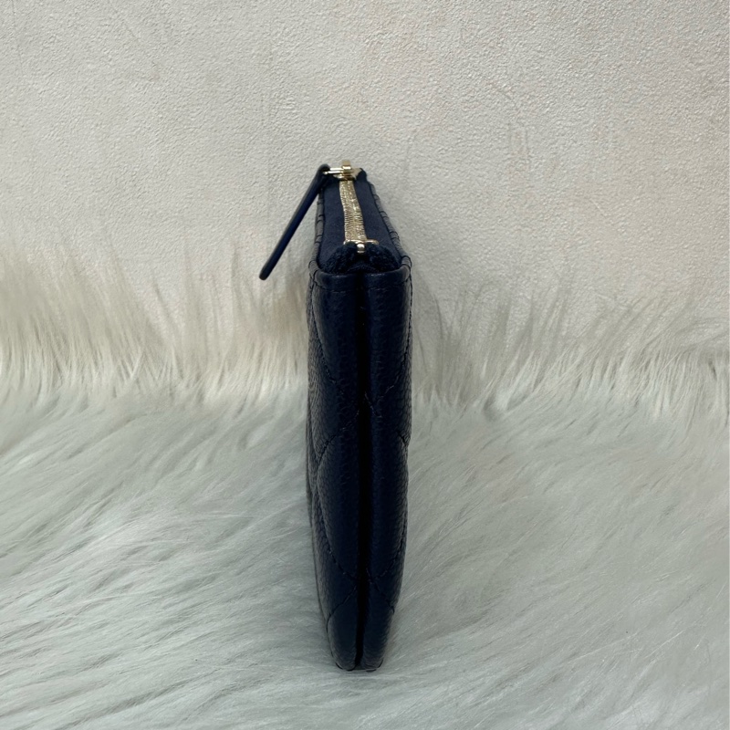 Chanel Ap4020 閃電藍荔枝皮淡金釦一字拉鏈零錢包 卡包-3