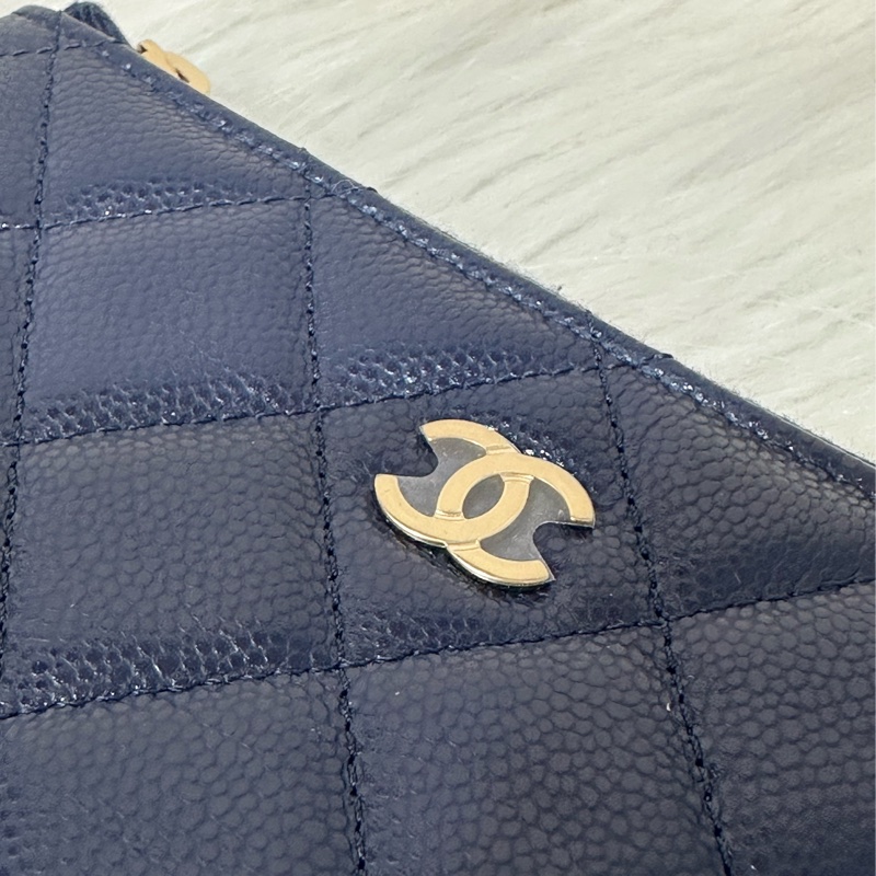 Chanel Ap4020 閃電藍荔枝皮淡金釦一字拉鏈零錢包 卡包-7