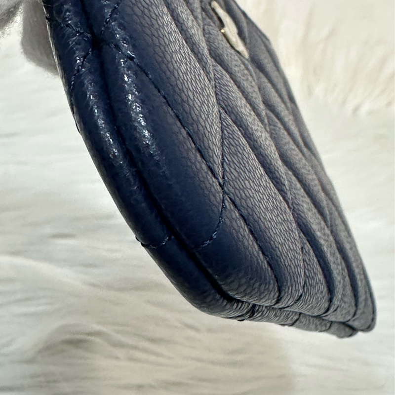 Chanel Ap4020 閃電藍荔枝皮淡金釦一字拉鏈零錢包 卡包-15