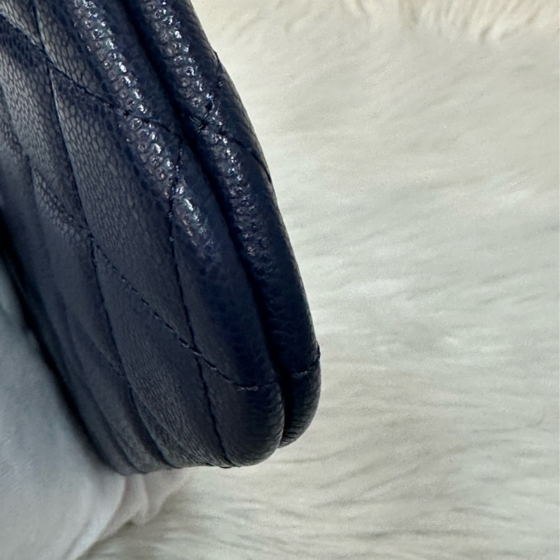 Chanel Ap4020 閃電藍荔枝皮淡金釦一字拉鏈零錢包 卡包-16