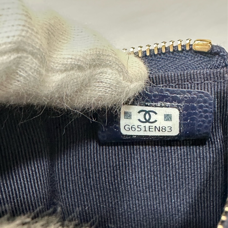 Chanel Ap4020 閃電藍荔枝皮淡金釦一字拉鏈零錢包 卡包-23