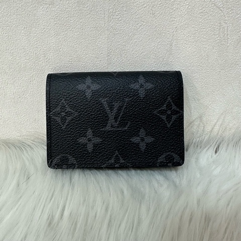 LV m12847 黑花翻蓋卡包 零錢包