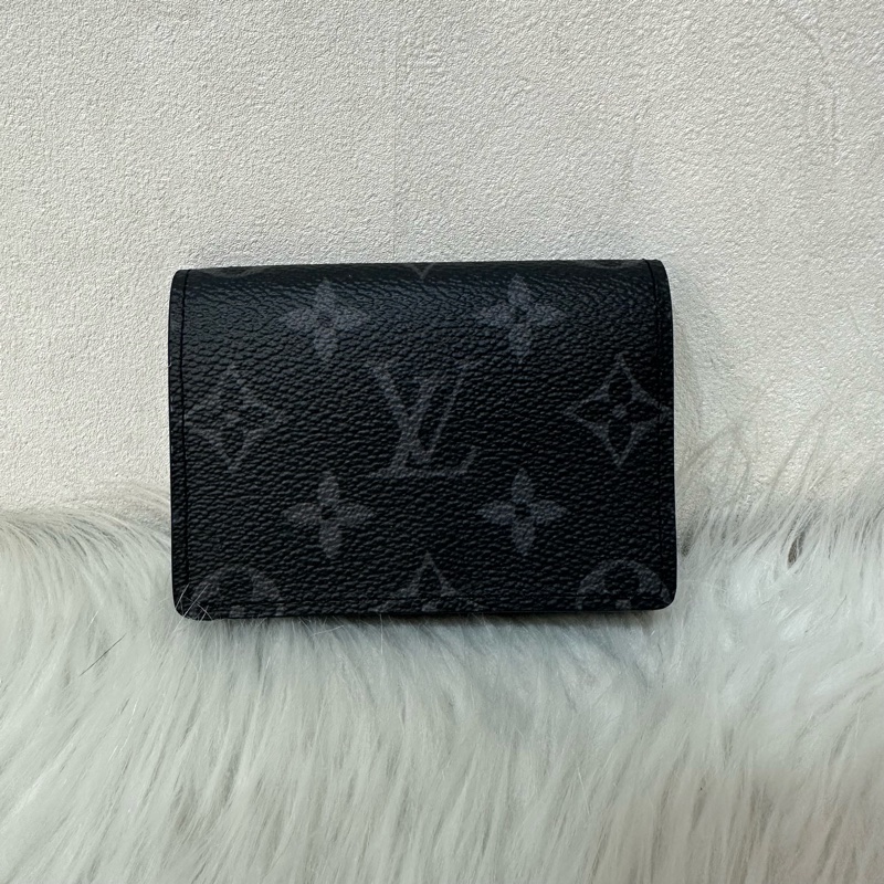 LV m12847 黑花翻蓋卡包 零錢包-0