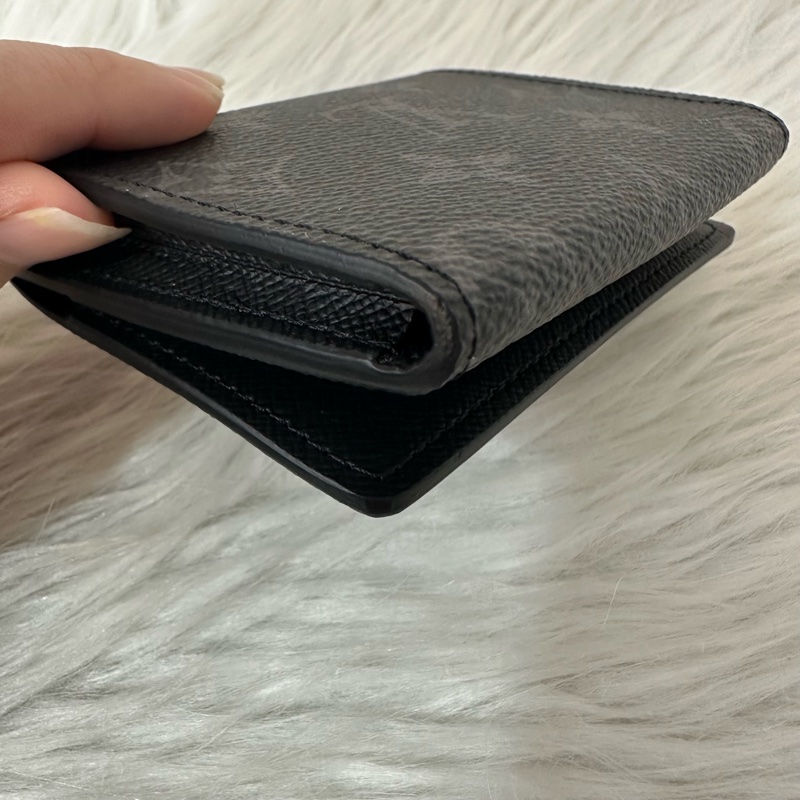 LV m12847 黑花翻蓋卡包 零錢包-5