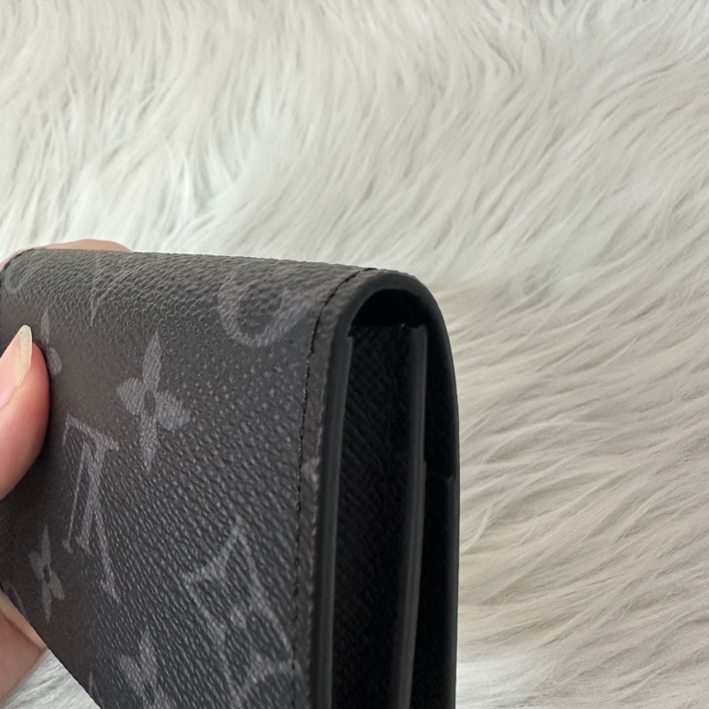 LV m12847 黑花翻蓋卡包 零錢包-6