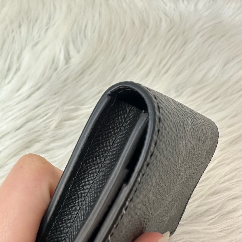 LV m12847 黑花翻蓋卡包 零錢包-7