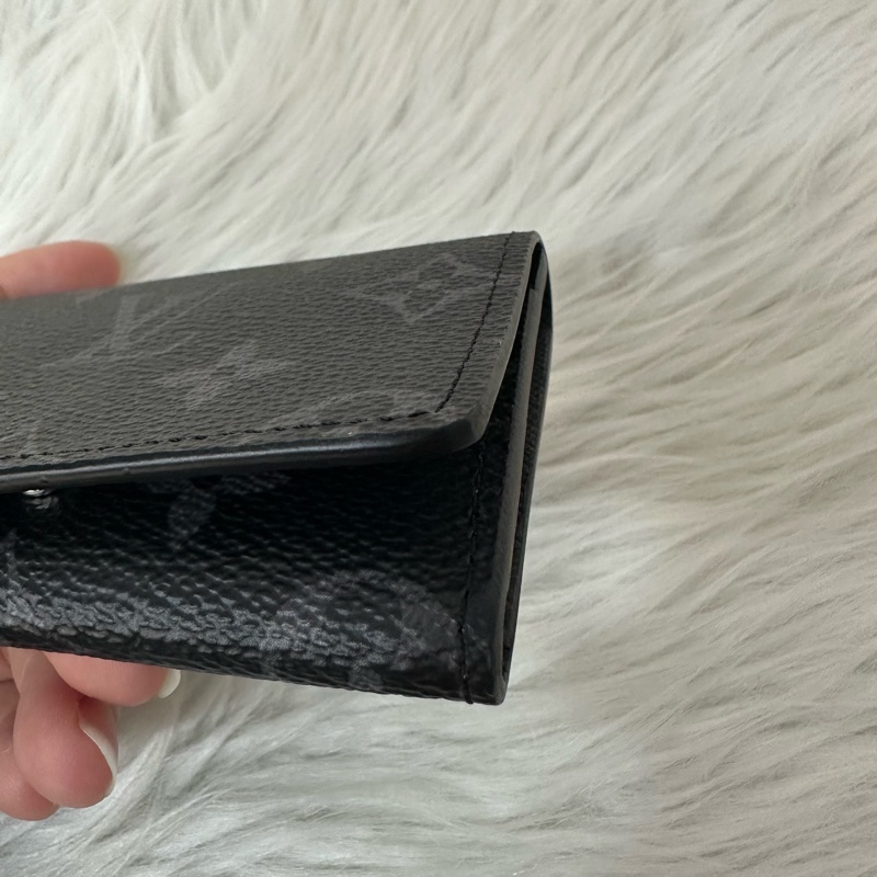 LV m12847 黑花翻蓋卡包 零錢包-9