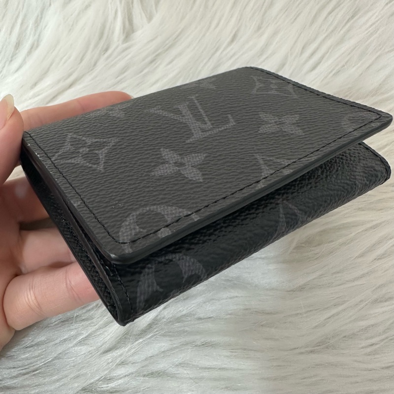 LV m12847 黑花翻蓋卡包 零錢包-10