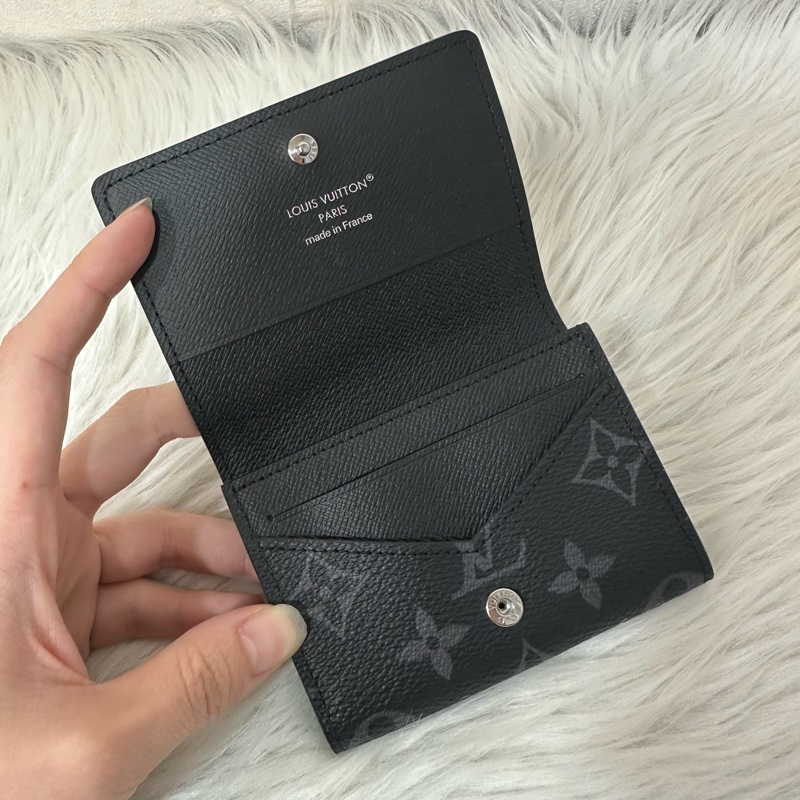 LV m12847 黑花翻蓋卡包 零錢包-13