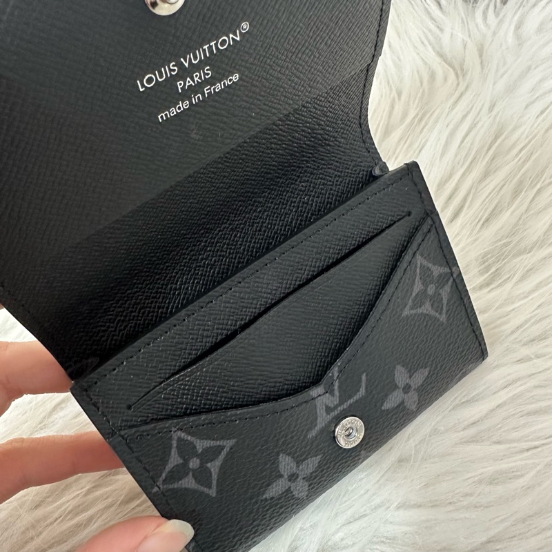 LV m12847 黑花翻蓋卡包 零錢包-14