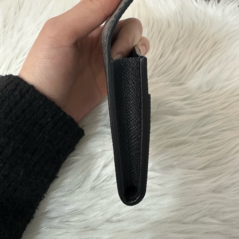 LV m12847 黑花翻蓋卡包 零錢包-17