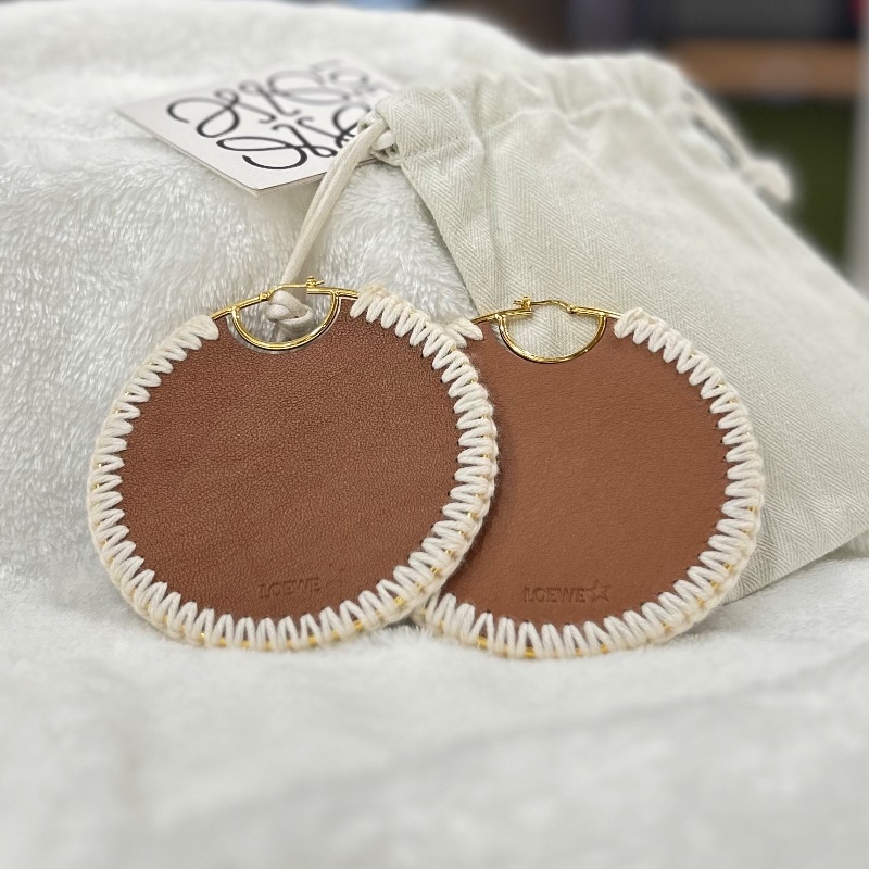Loewe Macrame-Stiched Leather Hoops 耳環-0
