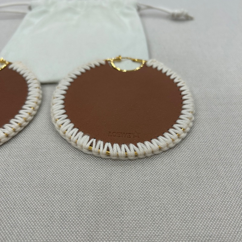 Loewe Macrame-Stiched Leather Hoops 耳環-5