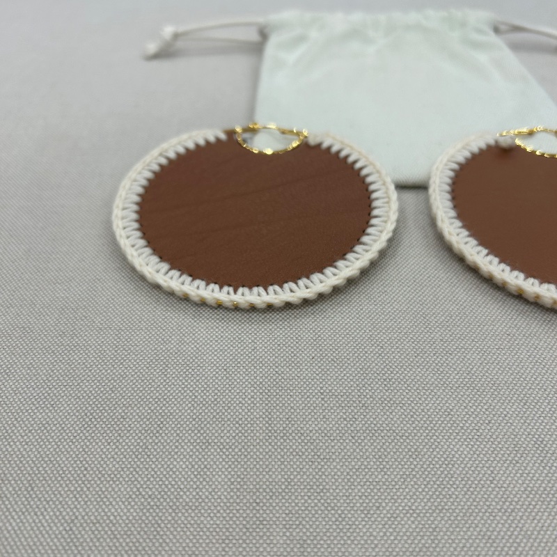 Loewe Macrame-Stiched Leather Hoops 耳環-7