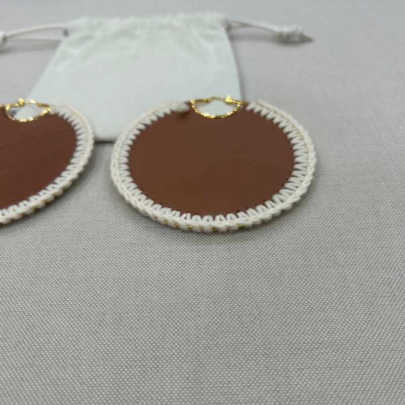 Loewe Macrame-Stiched Leather Hoops 耳環-8