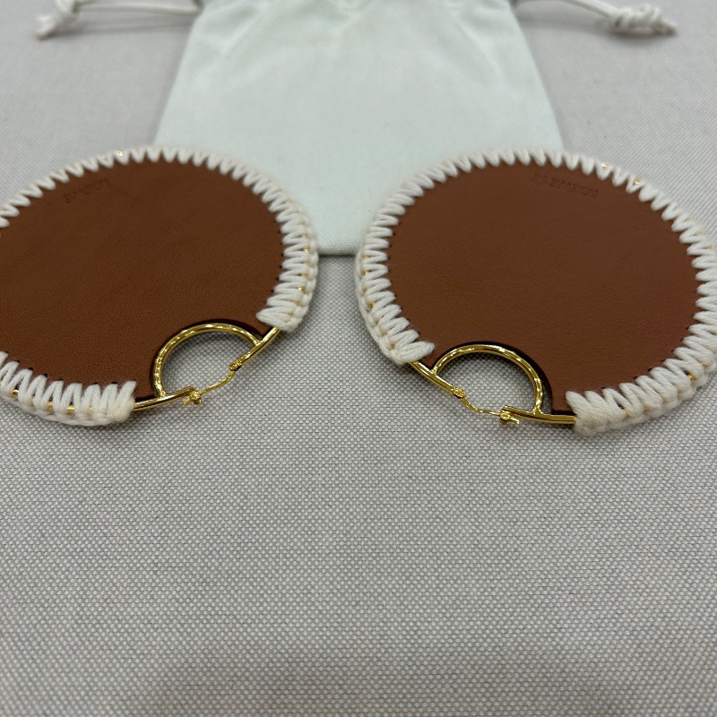 Loewe Macrame-Stiched Leather Hoops 耳環-9