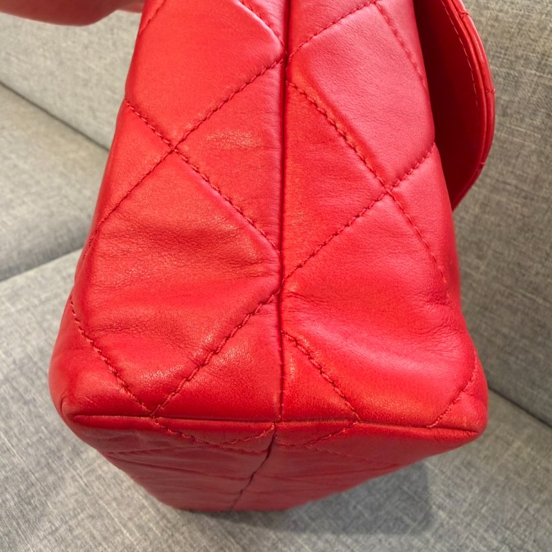 CHANEL 紅色羊皮口蓋包-3