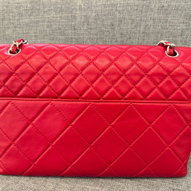 CHANEL 紅色羊皮口蓋包-6