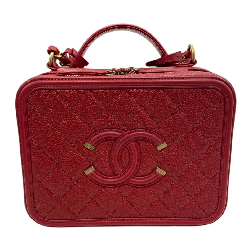 CHANEL 香奈兒 A91731 CC FILLIGREE 兩用箱包 荔枝牛皮 紅色 金扣-1