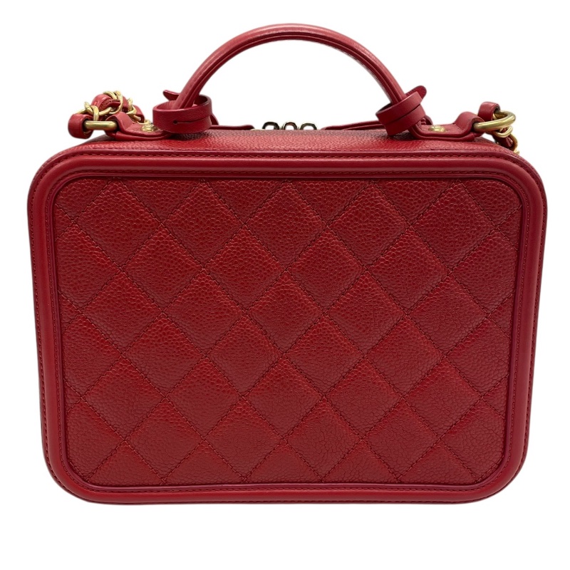 CHANEL 香奈兒 A91731 CC FILLIGREE 兩用箱包 荔枝牛皮 紅色 金扣-2