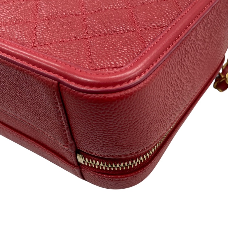 CHANEL 香奈兒 A91731 CC FILLIGREE 兩用箱包 荔枝牛皮 紅色 金扣-9