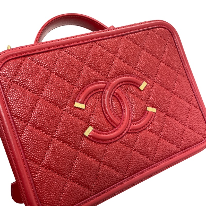 CHANEL 香奈兒 A91731 CC FILLIGREE 兩用箱包 荔枝牛皮 紅色 金扣-11